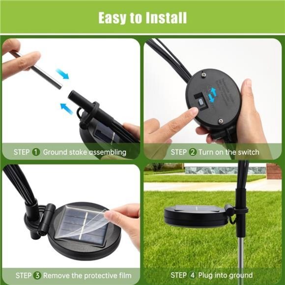 2 Pack Upgraded Outdoor Solar Garden Firefly Lights Decor Waterproof, Warm White - Picture 5 of 6